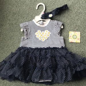 Navy and white dress with matching head band